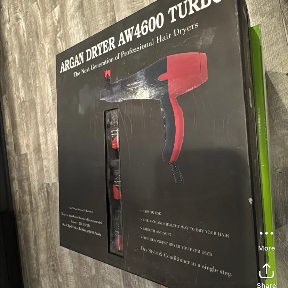 Argan AW4600 Turbo Hair Dryer - with argan oils.  Dryer dispenses oil